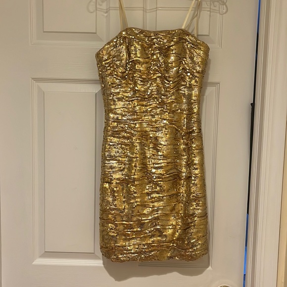La Femme Dresses & Skirts - Gold sequin mini dress
